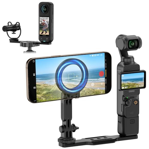 JJC Magnetic Osmo Pocket 4 4P 3 Phone Holder Mount Adapter with 1/4-20 UNC | Magnet Mobile Phone Mount for DJI Osmo Pocket4 Pocket3 with Handle, X5 X4 X3 Tripod Adapter Compatible with Arca Swiss Plate