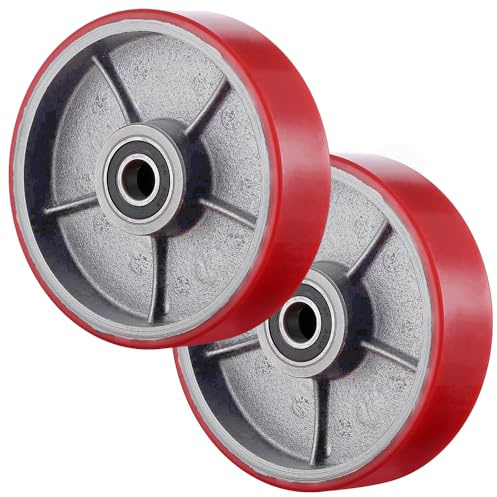 2 Stück Hubwagenrollen Polyurethan 200 x 50 mm, Achse 20 mm | inkl. Kugellager Rollen für Hubwagen Ersatzrollen, Max. Belastung 3000 KG