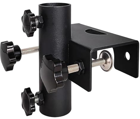 Deck Umbrella Mount, Outdoor Sturdy Metal Umbrella Clamp for Deck Railing, Adjustable Balcony Bracket Clip on Fences, Courtyard, Balcony, Porch Clamp Mount Patio Base