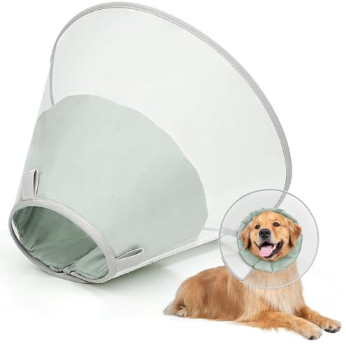 Supet Halsband hund för att förhindra läckage med mjuk stoppning, klar Elizabeth-recovery halsband efter operation, alternativ huvudfrisyr för stora, medelstora och små hundar (ljusgrön, S)