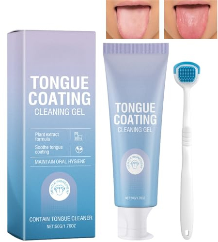 Tongue Cleaning Kit with Tongue Gel Cleaner & Brush Scraper,Best Tongue Cleaner Gel for Fresh Breath,Includes Tongue Cleaning Serum & Paste,Oral Hyg/iene Tool for Daily Use,Fresh Breath for All