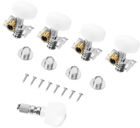 HONITANO Banjo Stimmschlüssel Satz aus Zinklegierung und Pvc Rostbeständige Banjo Mechaniken mit Schraubpfosten 4 1 Silberfarbenes Zubehör für Musikinstrumente