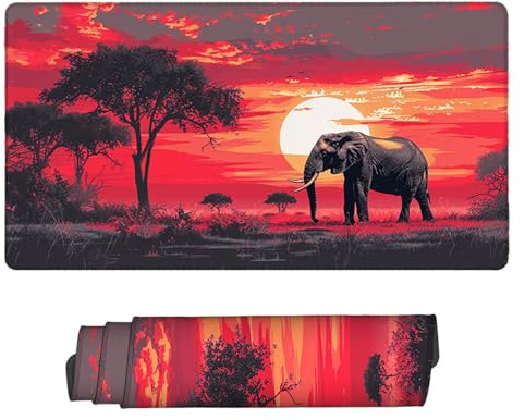 Tapis Souris Gaming XXL 1000 x 500 mm - Grand Tapis Bureau avec Base Anti-Dérapage - Mouse Pad Gamer Imperméable - Couverture Complète du Bureau - Multifonction Mouse Pad (Animaux éléphants) j-157