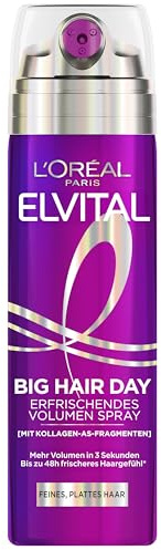L'Oréal Paris Elvital Collagen Lifter Big Hair Day Spray Voluminizador Refrescante Enlace Lift en 3 segundos con fragmentos de colágeno AS para cabello fino y plano, 200 ml