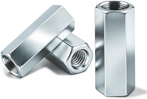 PDKKFF 16 Pièces Écrous longs M10x40 mm, Manchons filetés Hexagonal en Acier Galvanisé DIN6334, Rallonge pour Tige Filetée, Manchons d'espacement Écrou, Visserie pour bricolage et montage ménager