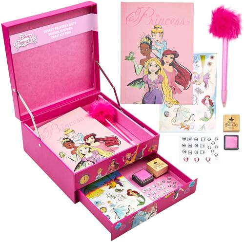 Disney Scrapbook Schreibwaren Set, Lilo und Stitch Frozen Scrapbook Stickers, Stifte Kinder, Notizbuch Mädchen Geschenke (Rosa Prinzessinnen)