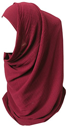 Lina & Lily Écharpe hijab en mousseline froissée, bordeaux, 180 X 70 cm