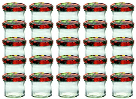 CapCro 25er Set Sturzgläser 125 ml mit Obst Dekor Deckel to 66 Marmeladengläser Einmachgläser Einweckgläser