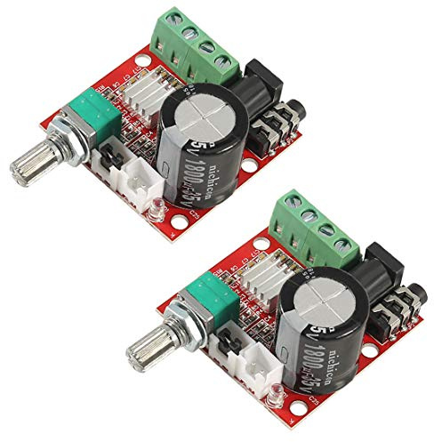 Hailege 2 pezzi PAM8610 Mini Stereo AMP Scheda di amplificazione audio Modulo amplificatore portatile digitale 10W + 10W Amplificatore a doppio canale Classe D 12V CC