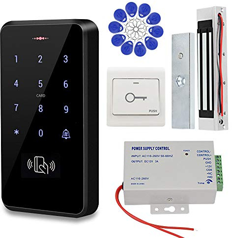 KDL Tastiera per uso esterno kit per sistema di controllo accessi per porta a scheda RFID impermeabile IP68, trasformatore di alimentazione DC12V, 180 kg / 350 lbs Forza di blocco magnetico