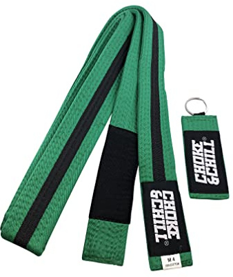 Choke&Chill BJJ Brazilian Jiu-Jitsu bälte med nyckelring (grön-svart, M3 (240 cm))