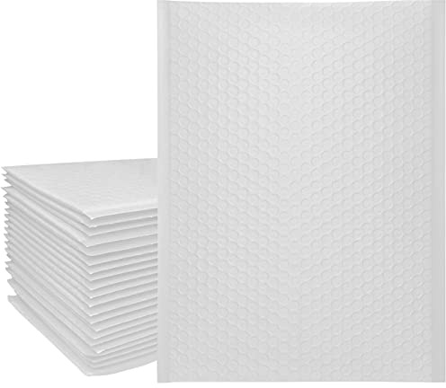 Immuson White 9.5 x 13.5 Inches Poly Bubble Mailers, Padded Shipping Envelopes, Self-Seal Shipping Bags, Packaging Bags, Bubble Envelopes Pack of 25