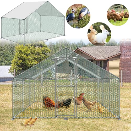 LARS360 Freilaufgehege Hühnerstall 3x6x2m Außenzaun, beschichtetes PE-Schattendach, verzinkter Stahlrahmen, verwendet für Hühner, Geflügelställe, Vogelkäfige, Kleintiere