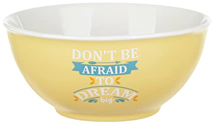 KASANOVA Tazza bolo Scritta 800 ml in Porcellana Giallo Opaco Giallo