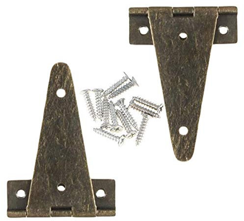 Antik-Scharniere, Bronze, dekorativ, Holzkistenscharniere, 2 Stück, Antik-Bronze, flaches T-Scharnier for Scheunentore, Vintage-Schmuck, Holzkistenscharniere, Küchenschrank, Tür, Tor, Haushaltswaren,