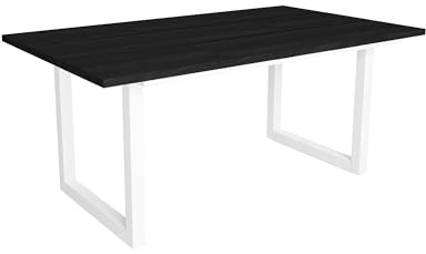 Skraut Home - Mesa de Comedor | 8 Comensales | 170 | Robusta y Estable Gracias a su Estructura y Patas macizas | Ideal para reuniones Familiares | Negro | Estilo Industrial