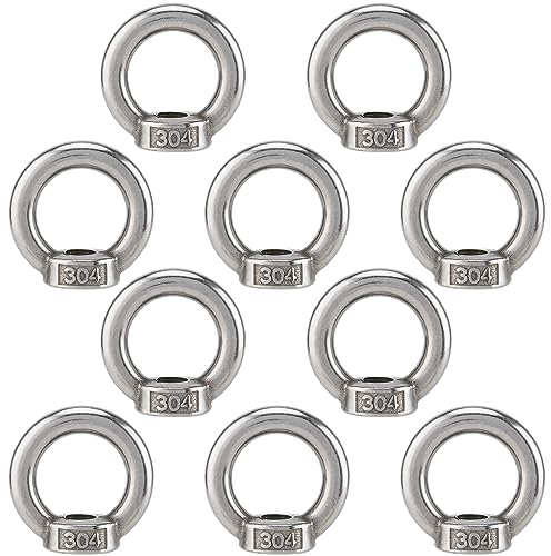NAMYEUT 10 Stück Ringmutter Edelstahl M10, Augenmutter M10 Edelstahl Gewinde Ösenmutter Ringmuttern Augenmuttern Hardware Ringösen zum Schrauben, Hängen, Hebezubehör
