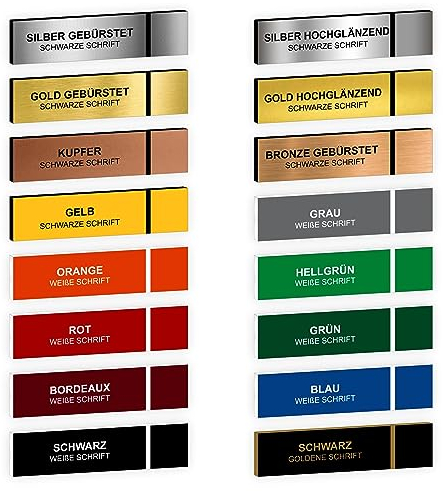 FOTOFOL Klingelschild Briefkastenschild selbstklebend - Namensschild mit Gravur - Schild für Türklingel, Haustür, Briefkasten - personalisiert - wetterfest (2 Stück)