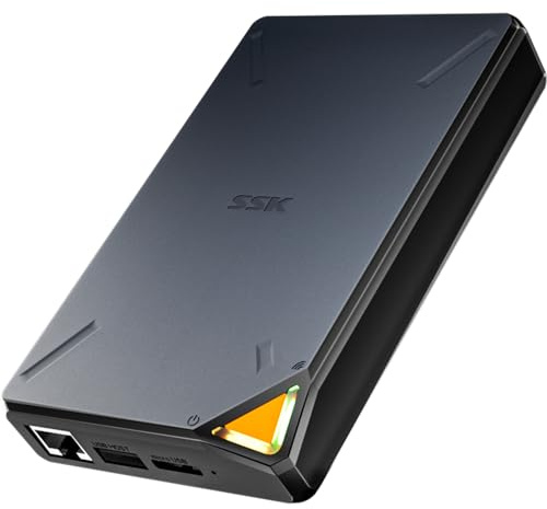 SSK SSD externo portátil de 2 TB con punto de acceso Wi-Fi, USB 2.0 y 3.0, aplicación inteligente, almacenamiento centralizado