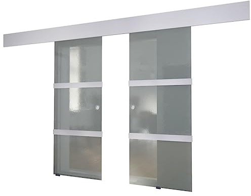 VidaXL Double Sliding Door Glass - Space-Saving and Modern Design - Translucent for Privacy and Light - Durable Glass and Aluminium Material - Easy Installation Mechanism