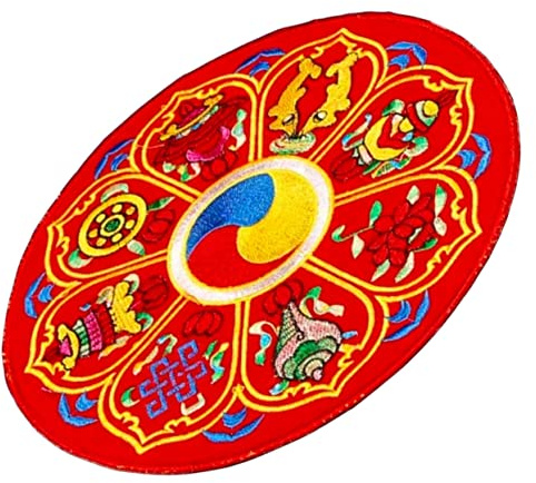 Rotes Tibetisches Klangschalenkissen aus Gewebe für Buddha Schalen | Kompaktes Design, Leicht zu Verstauen und Tragen, mit Feiner Stickerei
