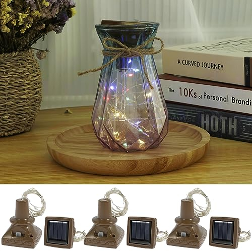 Caffney 6Pcs Solar Wine Bottle Light 300mAh Decorative Solar Powered Bottle Cork String Light 20LEDs Wine Bottle Stopper Copper Wire Light Auto On/Off DIY Fairy Light for Party Gift HHD