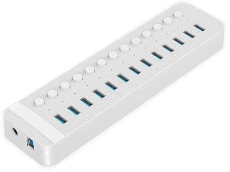 Stazione di ricarica USB Splitter Hub Alimentato Tramite USB Multiporta Interruttore On-off Dock Diversi Caricabatterie Con Presa Slot USB 3.0 Adattatore Multiplo For Ciabatta(Color:White 13 USB)