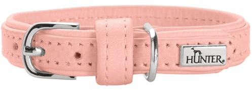 Hunter Hundehalsband SOHO MINI, Farbe: Hellrosa, Rindsleder, weich & geschmeidig, fellschonend, leicht, für kleine Hunde & Welpen, Made in Germany, Größe: 37