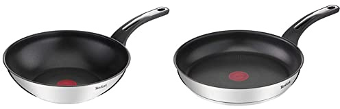 Tefal Emotion Poêle wok 28 cm, Revêtement antiadhésif, Garantie 10 ans, Base épaisse & Emotion Poêle 20 cm, Revêtement antiadhésif, Garantie 10 ans, Diffusion de chaleur homogène
