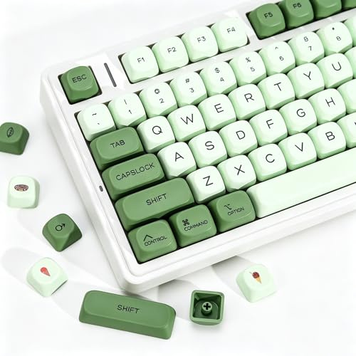 YMKPVR KBDiy Matcha KOA Profile Keycaps 60/75/100%, Dye-Sublimation PBT Green Cute Custom Keyboard Keycap Set for Cherry Gateron MX Switches Mechanical Keyboards