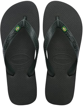 Havaianas Brasil topp, bekväma, hållbara och lätta flip-flops med halkfri sula, brasiliansk flagga, unisex vuxna, Grön oliv, 43/44 EU