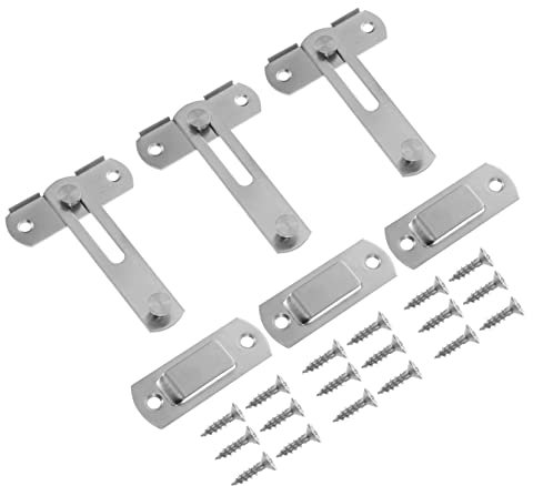 ARTIBETTER 3 Set Chiusura a Scatto in Acciaio Inossidabile Bloccaggio Chiavistello Della Serratura Della Porta Pomelli Dei Cassetti Il Chiavistello La Serratura Porta a Ribalta Silver