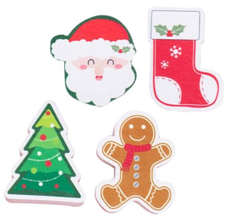 COSMEVIVI 4pcs Reusable Christmas Dishwashing Sponges Scrubbers for Cleaning Cute Xmas Theme Kitchen Supplies for Hassle Dishwashing
