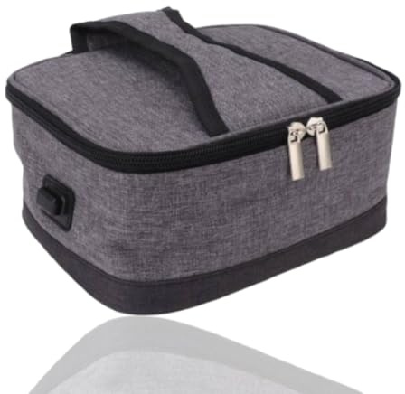 Jwthee Forno Portatile, Lunch Box Elettrico Scaldavivande Lunch Box Riscaldato Mini Forno 5V con Cavo USB, Fodera in Foglio di Alluminio, Microonde Portatile Personale per Ufficio (Grigio chiaro)