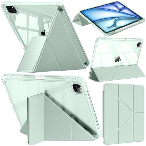 Funda Compatible con iPad Air 11 Pulgadas M4/M3/M2 (2026/2025/2024), iPad Air 5ª/4ª Gen (2022/2020) de 10.9, iPad Pro 11 (2022-2018) con Portalápiz, Auto-Sueño/Estela, Verde Oscuro