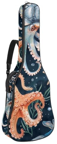 Gitarrentasche in voller Größe, wasserdichte Gitarren-Abdeckung, Tragetasche für akustische klassische E-Gitarren, tropische Pflanzen, Palmblätter, Mehrfarbig 04, 42.9x16.9x4.7 in, Lässiger
