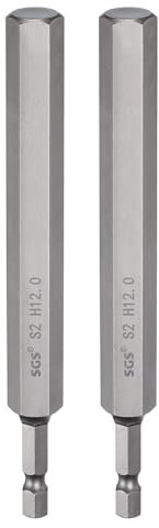 sourcing map Lot de 2 forets à tête hexagonale H12.0 - 12 mm - Pointe plate métrique - Tige hexagonale de 150 mm de long - Tournevis industriel