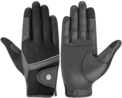 JA Horse Reithandschuhe Reitsport Pferd Reiten Sports Reiter Handschuhe Komfort, Griff und Schutz mit Touchscreen-Kompatibilität Unisex Damen Ladies Erwachsene Winter Sommer (Sommer - Airy, M)