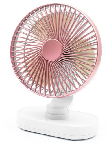 Tischventilator sehr Leise, 16,5CM Klein Ventilator, Auto Oszillierend, 4 Geschwindigkeiten, Starkem Luftstrom, 15 Std. Laufzeit, 4000 mAh Akku Ventilator USB Tragbar für Zuhause Büro Camping Outdoor
