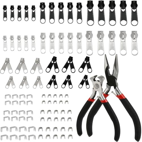 MOPLA 171 Stück Reißverschluss Reparatur Set, Reisverschluss-Zipper Ersatz, Reißverschluss Zipper Reisverschluss-Reparaturset (3 Größen: #3/5/8)