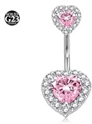 LAURITAMI 14G Navelpiercing Titan 12 mm Stavlängd Navelpiercing Silver CZ Titan Magknapp Navel Barer Kroppspiercing Smycken Kvinnor
