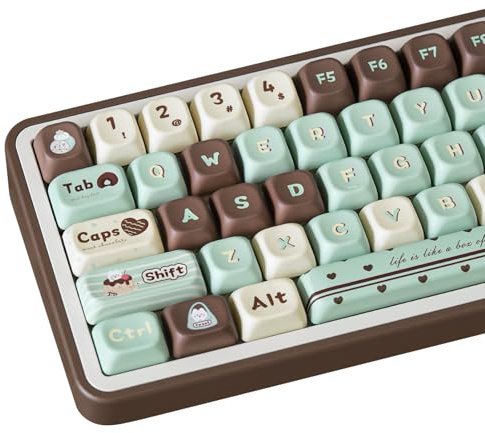 COOMICKEY PBT-Tastenkappen, FOA-Profil, niedliche Minzschokoladen-Tastenkappen, 145 Tasten, Farbstoff-Sublimation, benutzerdefiniertes Tastenkappen-Set mit Tastenkappen-Abzieher für Cherry Gateron MX