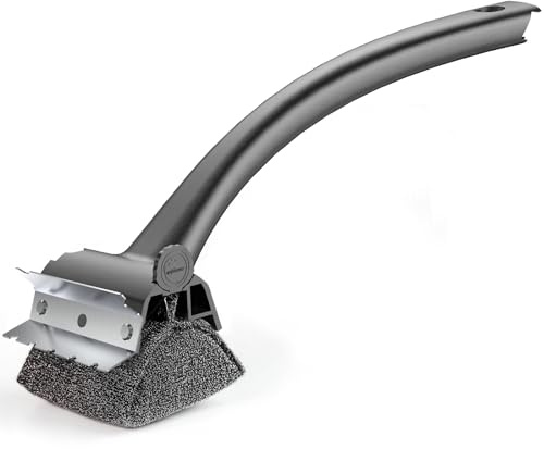 Purgreat Grill Brush for Outdoor BBQ - Replaceable Bristle Free Heading and Reinforced Scraper - Safe BBQ Brushes for Porcelain/Gas/Charcoal/Smoker/Cast Iron Grill - Cleaning Brush(Black)