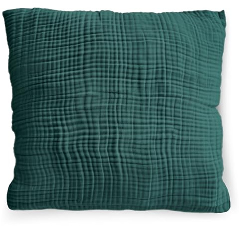 PinkZebra Bio-Musselin Kissenbezug 40 x 40 cm für Kinder & Erwachsene, ÖkoTex Zertifiziert, weicher Kopfkissenbezug GOTS-Zertifizierung, Kissenhülle, Malachit