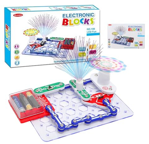 Elektronik Bausatz Spielzeug, Elektrobaukasten, Experimente für Kinder ab 7 8 9 10, Spannende Experimente zu Stromkreisen,Pädagogische Elektrische Schaltung Kits für Kinder Jungen Mädchen