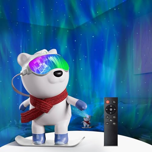 vibelum Laser Bär Galaxy Light Aurora Projector - Led Nordlicht Lampe Nachtlicht mit Fernbedienung und Timer, Einstellbare Projektion für Schlafzimmer, Spielzimmer und Zimmer Deko