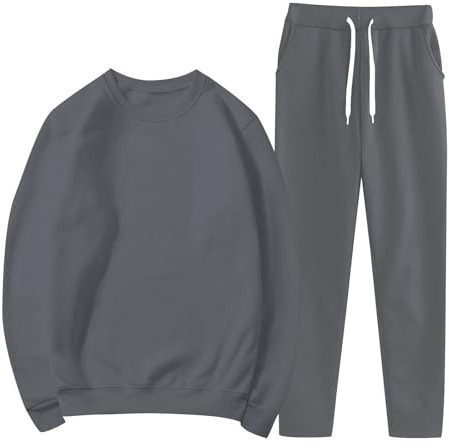 Nuoke Women's Autumn And Winter Loose Round Neck Sweatshirt With Back Pocket Straight Leg Sweatpants Two Piece Set Sweater Suits