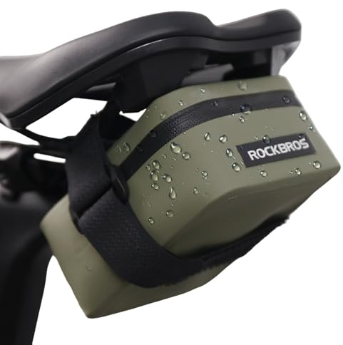 ROCKBROS Borsa da Sella Bici Piccola, Borsa Sottosella Bicicletta da Corsa MTB Impermeabile, Borsello Bici Leggero Riflettente, Installazione Facile, Capacità 0,4L, Verde