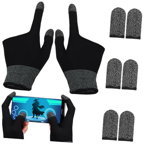 SEWACC Black Gaming Finger Sleeves with Breathable Comfort and Versatile Compatibility, Nylon and Graphene Material, Non-slip Touchscreen Gloves for Gaming and Browsing