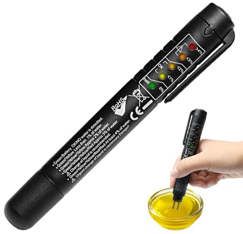 Aihoom Brake Fluid Tester Pen, 5-in-1 Detector for DOT3 DOT4 DOT5 ENV6 ENV4, 5 LED Indicator, Universal Automotive Brake Fluid Moisture Analyzer, Upgraded Brake Oil Detection Tool